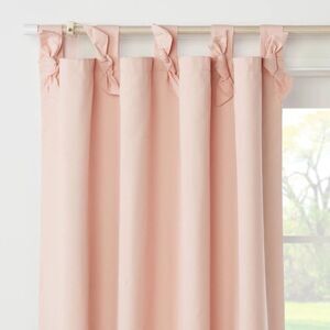 42"W x 84"L Tie Top Embellished Kids' Blackout Window Curtain Panel Pink
